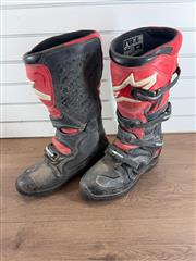 ALPINESTARS TECH 5 MOTOCROSS MX OFFROAD BOOTS, SIZE 11, RED/BLACK